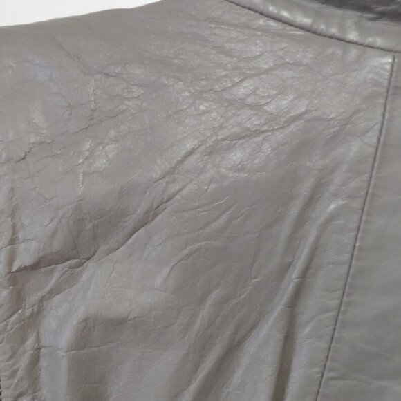 Vintage 80s Leather Jacket "Foxmoor" Grey Puffed Sleeves Size 11 40" Bust - Picture 3 of 11